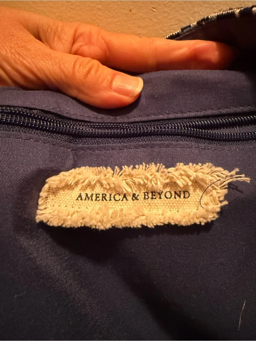 America and Beyond Embellished Sequins And Beads Blue Pink And Yellow Zip Tote